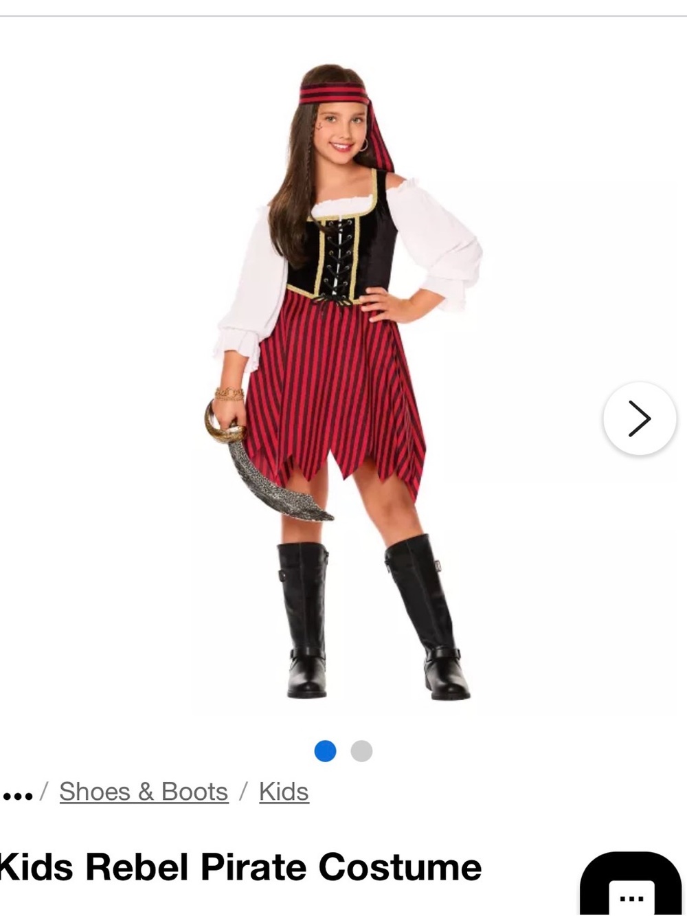 Girls Pirate Adventure Costume - Red & Black
